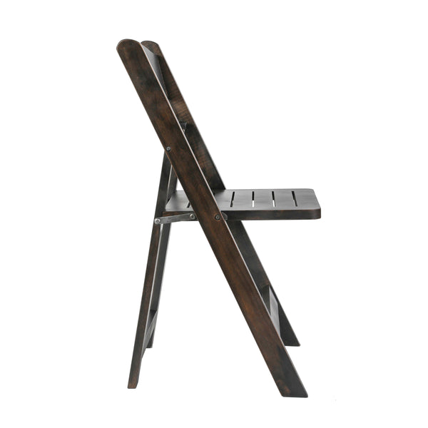 Early American Wood |#| Commercial Grade Solid Wood Portable Folding Dining Chair, Early American Finish