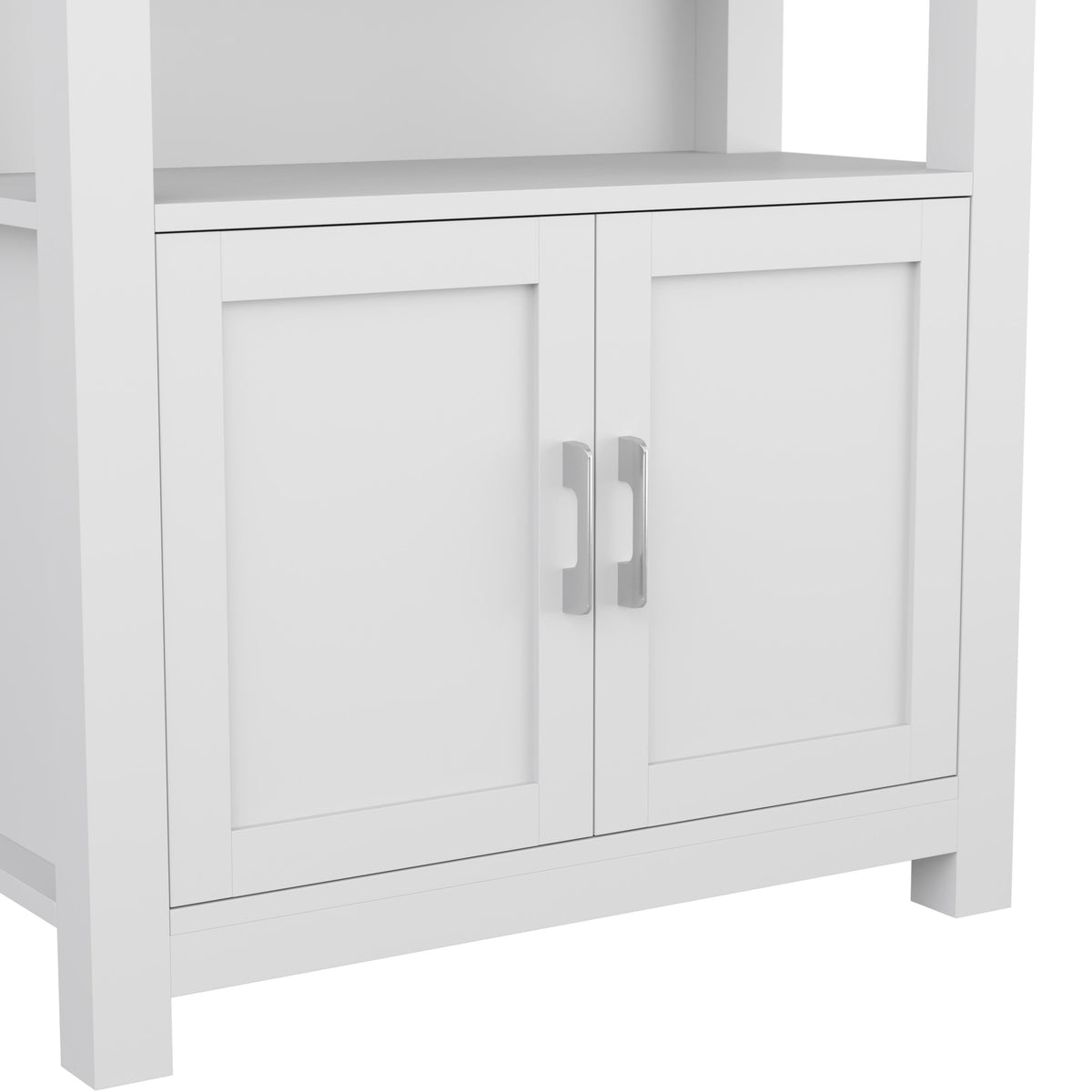 Gray Frame/Brushed Nickel Hardware |#| Gray 4 Tier Shaker Style Bookcase with Cabinet and Brushed Nickel Hardware