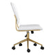 White Faux Leather/Polished Brass |#| Ribbed Faux Leather Armless Swivel Home Office Chair - White/Polished Brass