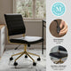 Black Faux Leather/Polished Brass |#| Ribbed Faux Leather Armless Swivel Home Office Chair - Black/Polished Brass