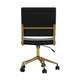 Black Faux Leather/Polished Brass |#| Ribbed Faux Leather Armless Swivel Home Office Chair - Black/Polished Brass