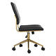 Black Faux Leather/Polished Brass |#| Ribbed Faux Leather Armless Swivel Home Office Chair - Black/Polished Brass