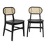 Jacob Set of 2 Commercial Cane Rattan Dining and Event Chairs with Solid Wood Frame and Seat