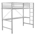 Jake Metal Loft Bed Frame with Desk, Protective Guard Rails and Ladder for Kids, Teens and Adults