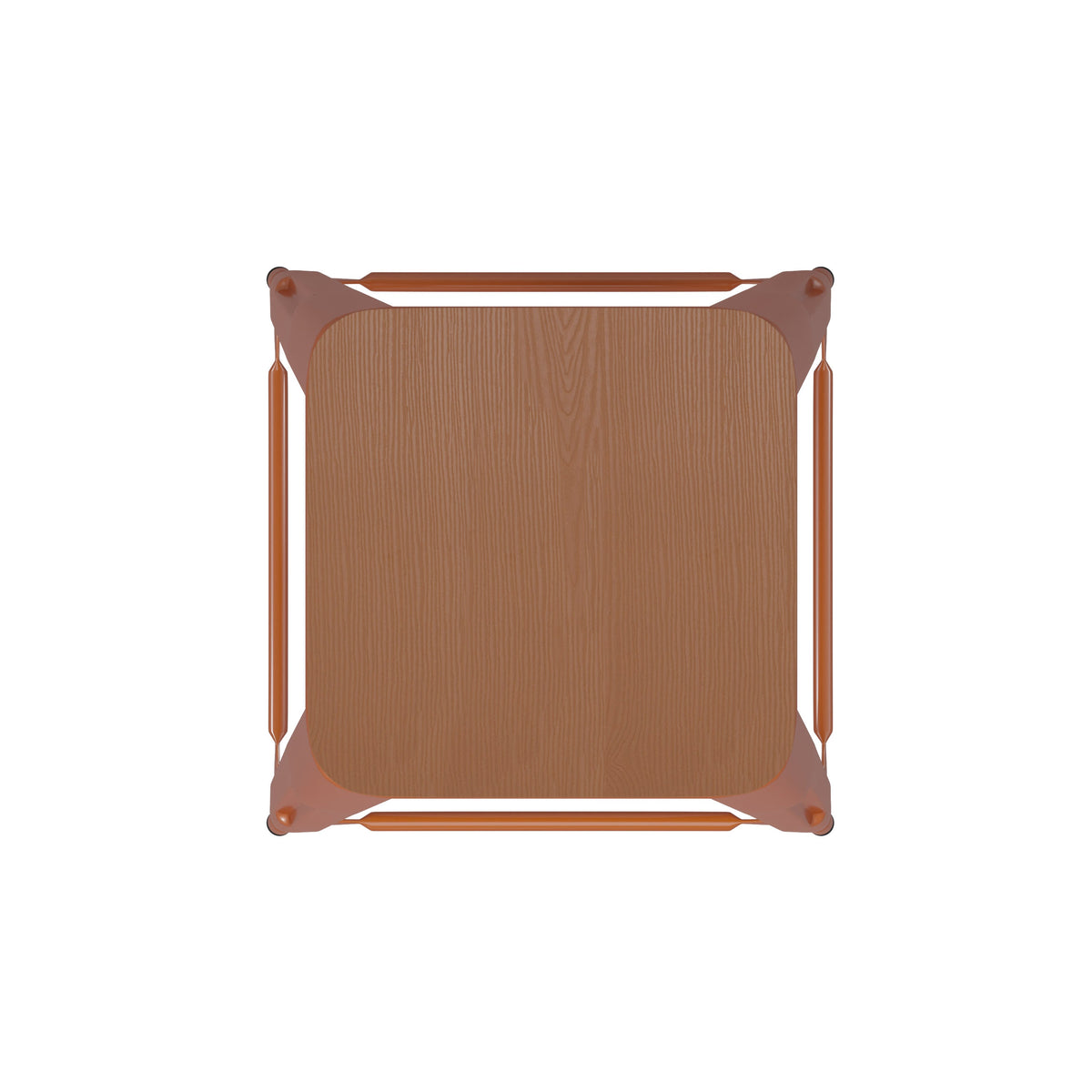 Orange/Teak |#| Indoor/Outdoor Backless Counter Stool with Poly Seat - Orange/Teak