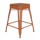Orange/Teak |#| Indoor/Outdoor Backless Counter Stool with Poly Seat - Orange/Teak