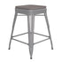 Kai Commercial Grade 24" High Backless Metal Indoor-Outdoor Counter Height Stool with Poly Resin Wood Seat