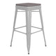 White/Gray |#| Indoor/Outdoor Backless Bar Stool with Poly Seat - White/Gray
