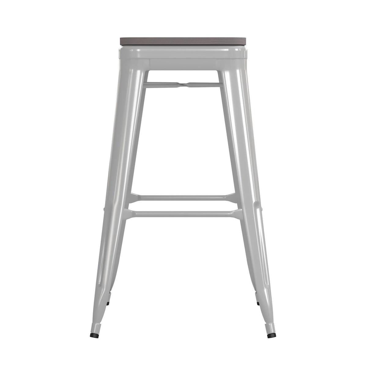 White/Gray |#| Indoor/Outdoor Backless Bar Stool with Poly Seat - White/Gray