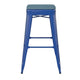Blue/Teal-Blue |#| Indoor/Outdoor Backless Bar Stool with Poly Seat - Blue/Teal-Blue