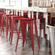 Red/Red |#| Indoor/Outdoor Backless Bar Stool with Poly Seat - Red/Red