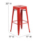 Red/Red |#| Indoor/Outdoor Backless Bar Stool with Poly Seat - Red/Red