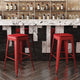 Red/Red |#| Indoor/Outdoor Backless Bar Stool with Poly Seat - Red/Red