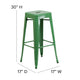 Green/Teak |#| Indoor/Outdoor Backless Bar Stool with Poly Seat - Green/Teak