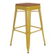 Yellow/Teak |#| Indoor/Outdoor Backless Bar Stool with Poly Seat - Yellow/Teak