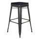 Black/Black |#| Indoor/Outdoor Backless Bar Stool with Poly Seat - Black/Black