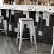 White/Gray |#| Indoor/Outdoor Backless Bar Stool with Poly Seat - White/Gray