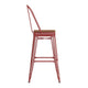 Red/Teak |#| All-Weather Commercial Bar Stool with Removable Back/Poly Seat-Red/Teak