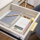 Set of 3 Plastic Stacking Desk Drawer Organizers with Gold Trim - 9 x 6