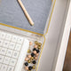 Set of 3 Plastic Stacking Desk Drawer Organizers with Gold Trim - 9 x 6