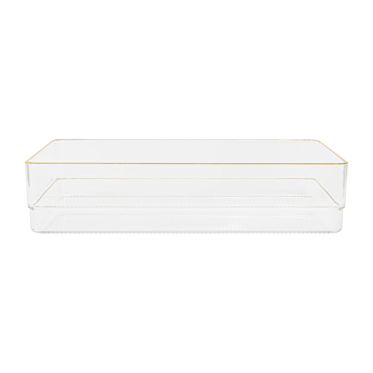 Set of 3 Plastic Stacking Desk Drawer Organizers with Gold Trim - 9 x 6