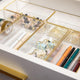 Set of 6 Plastic Stacking Desk Drawer Organizers with Gold Trim - 6 x 3