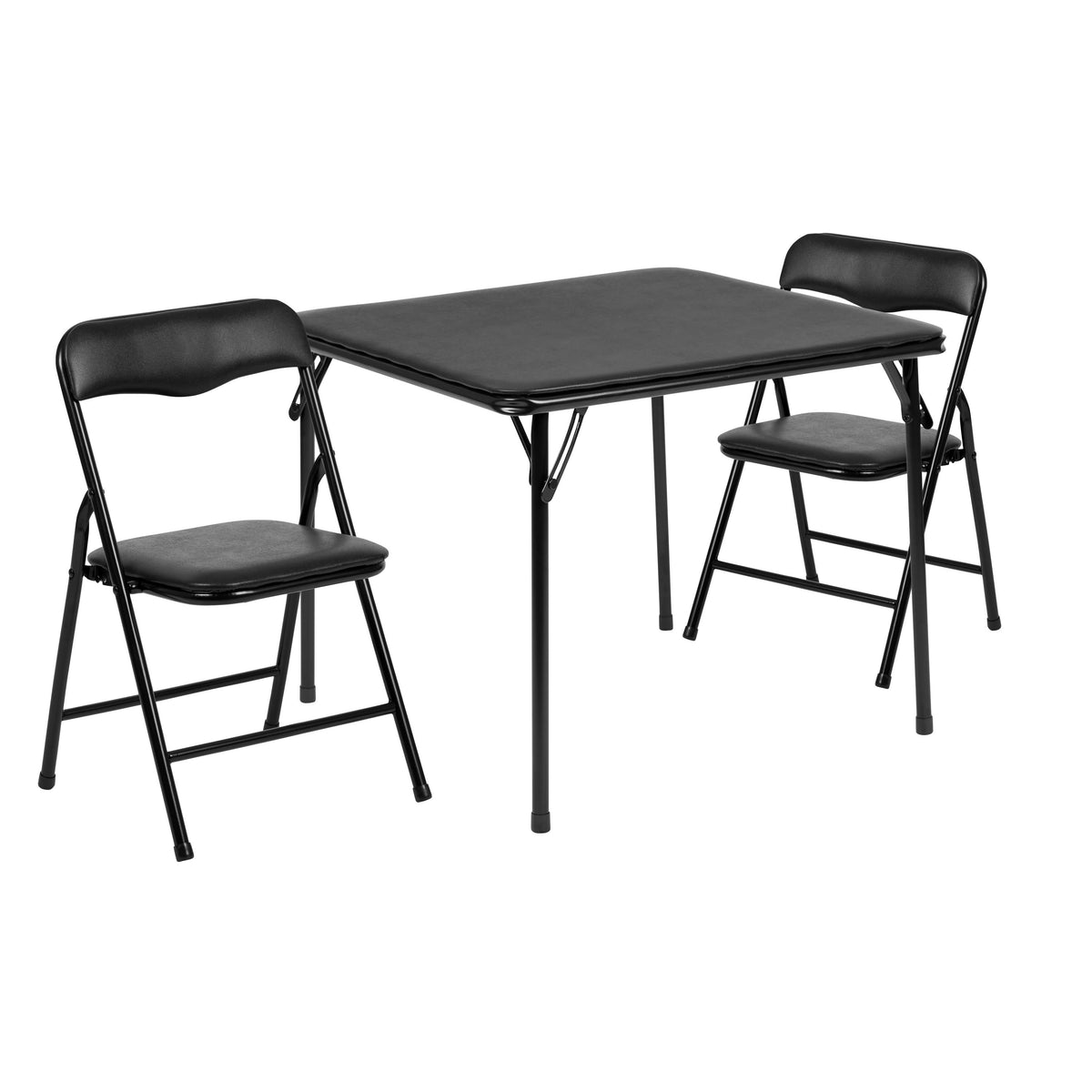 Black |#| Kids Black 3 Piece Folding Table and Chair Set - Kids Activity Table Set