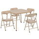 Tan |#| Kids Tan 5 Piece Folding Table and Chair Set - Kids Activity Table Set