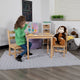 Natural |#| Kids 3 Piece Solid Hardwood Table and Chair Set for Playroom, Kitchen - Natural