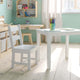 White |#| Kids 3 Piece Solid Hardwood Table and Chair Set for Playroom, Kitchen - White