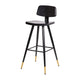 Black |#| Set of 2 Black LeatherSoft Barstools with Black Iron Frame and Gold Tipped Legs