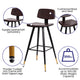 Brown |#| Set of 2 Brown LeatherSoft Barstools with Black Iron Frame and Gold Tipped Legs