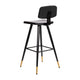 Black |#| Set of 2 Black LeatherSoft Barstools with Black Iron Frame and Gold Tipped Legs