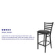 Black Vinyl Seat/Black Metal Frame |#| Black Ladder Back Metal Restaurant Barstool - Black Vinyl Seat