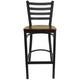 Mahogany Wood Seat/Black Metal Frame |#| Black Ladder Back Metal Restaurant Barstool - Mahogany Wood Seat