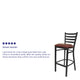 Burgundy Vinyl Seat/Black Metal Frame |#| Black Ladder Back Metal Restaurant Barstool - Burgundy Vinyl Seat