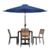 Lark 7 Piece All-Weather Deck or Patio Set with Stacking Faux Teak Chairs, Faux Teak Table & Umbrella with Base