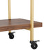 Walnut/Polished Brass Frame |#| Mobile 2 Tier Home Office Printer Cart with Side Storage-Walnut/Polished Brass