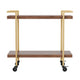 Walnut/Polished Brass Frame |#| Mobile 2 Tier Home Office Printer Cart with Side Storage-Walnut/Polished Brass