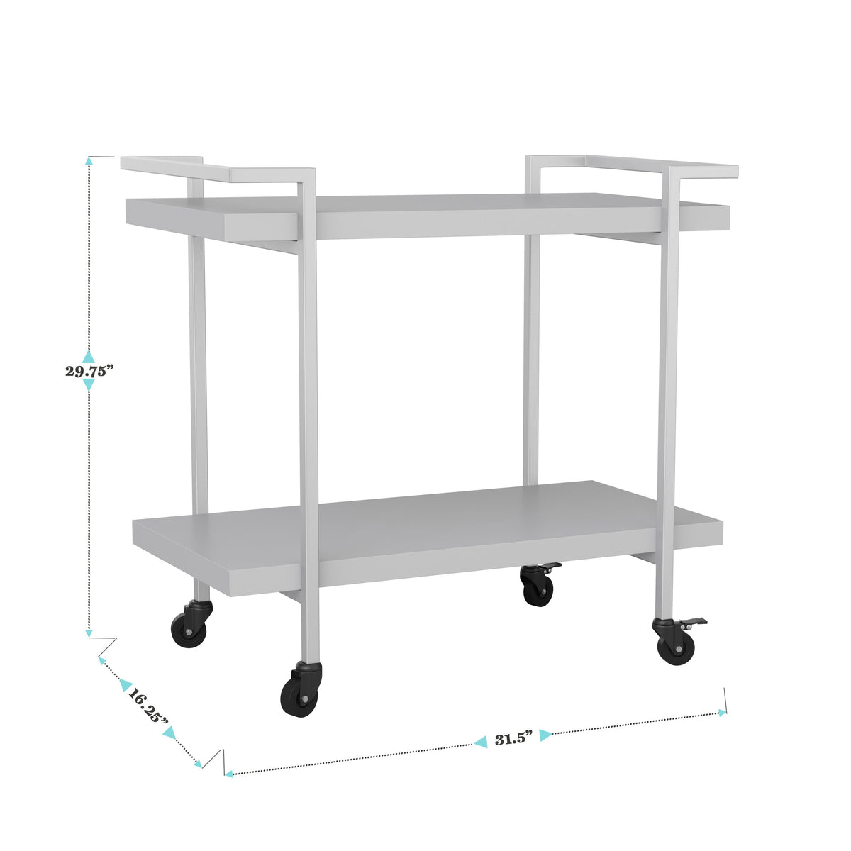 Gray/Brushed Nickel Frame |#| Mobile 2 Tier Home Office Printer Cart with Side Storage-Gray/Brushed Nickel