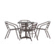 Bronze |#| Modern 27.5inch Square Glass Framed Glass Table with 4 Bronze Slat Back Chairs