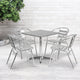 Aluminum |#| 27.5inch Square Aluminum Indoor-Outdoor Table Set with 4 Slat Back Chairs