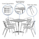 Aluminum |#| 27.5inch Square Aluminum Indoor-Outdoor Table Set with 4 Slat Back Chairs