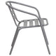 Silver |#| Modern 31.5inch Round Glass Framed Glass Table with 4 Silver Slat Back Chairs