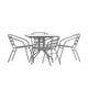 Silver |#| Modern 31.5inch Square Glass Framed Glass Table with 4 Silver Slat Back Chairs