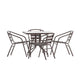 Bronze |#| Modern 31.5inch Square Glass Framed Glass Table with 4 Bronze Slat Back Chairs