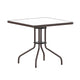 Bronze |#| Modern 31.5inch Square Glass Framed Glass Table with 4 Bronze Slat Back Chairs