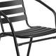 Black |#| 31.5inch Square Glass Metal Table with 4 Black Metal Aluminum Slat Stack Chairs