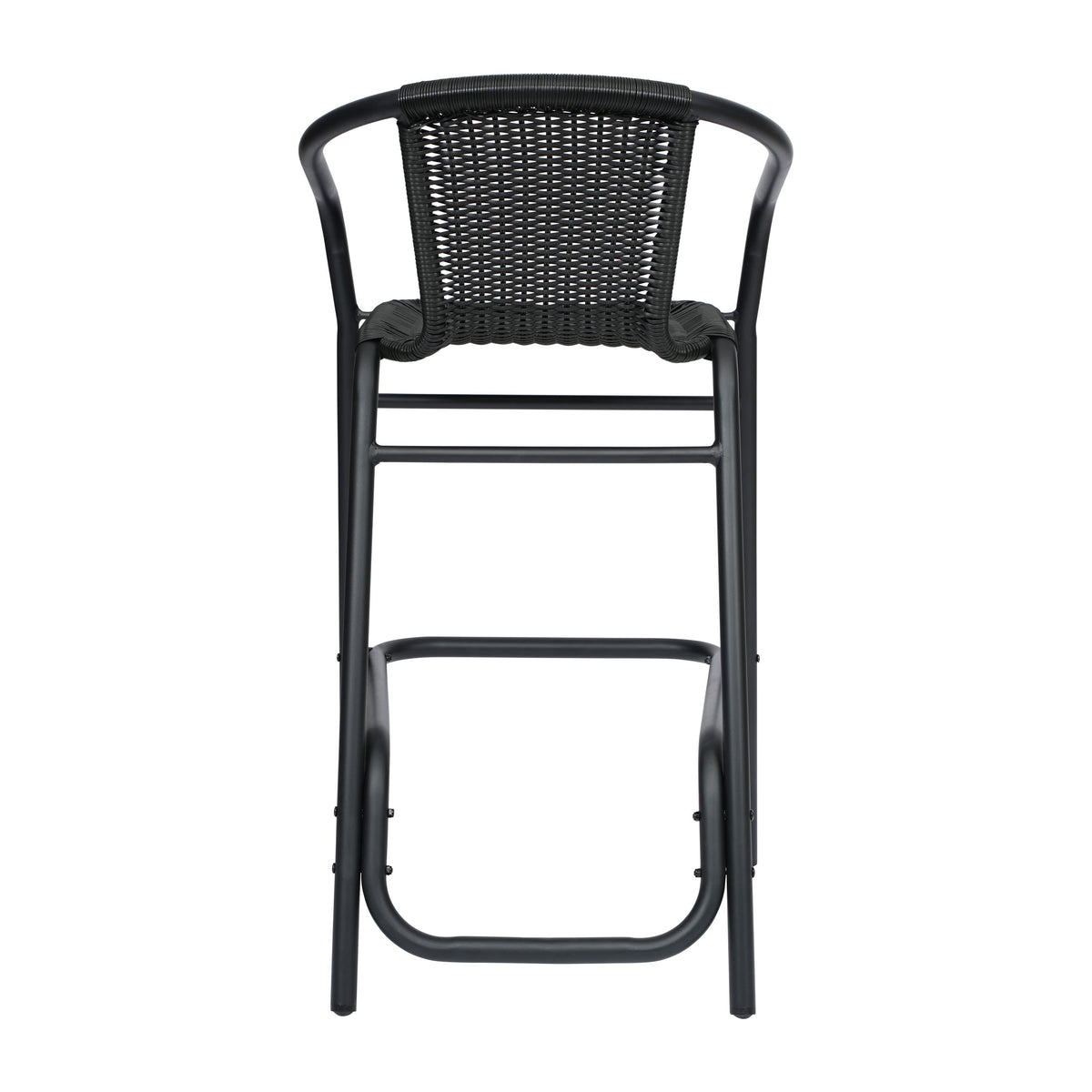 Black |#| Commercial Indoor-Outdoor Rattan Restaurant Barstool Black Frame-Black