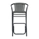 Gray |#| Commercial Indoor-Outdoor Rattan Restaurant Barstool Black Frame-Gray